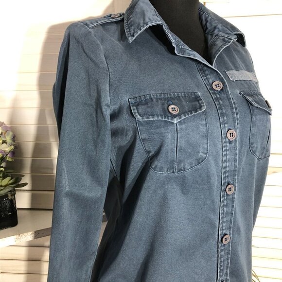 Marc Jacobs Y2K Canvas Shirt Blue Cotton Size 2 - Picture 6 of 9